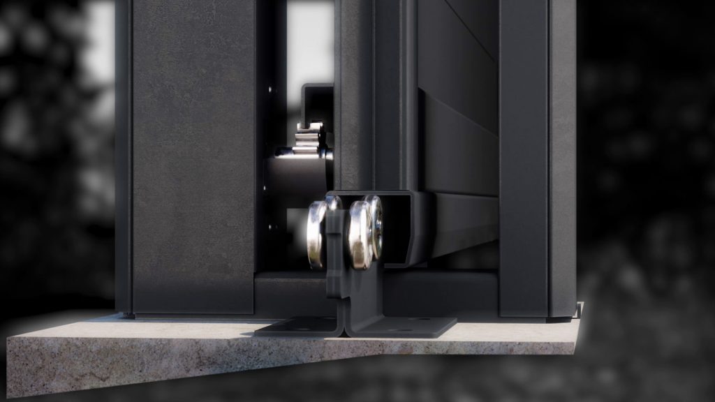 zoom sur le mécanisme autoportant du portail Portaleco