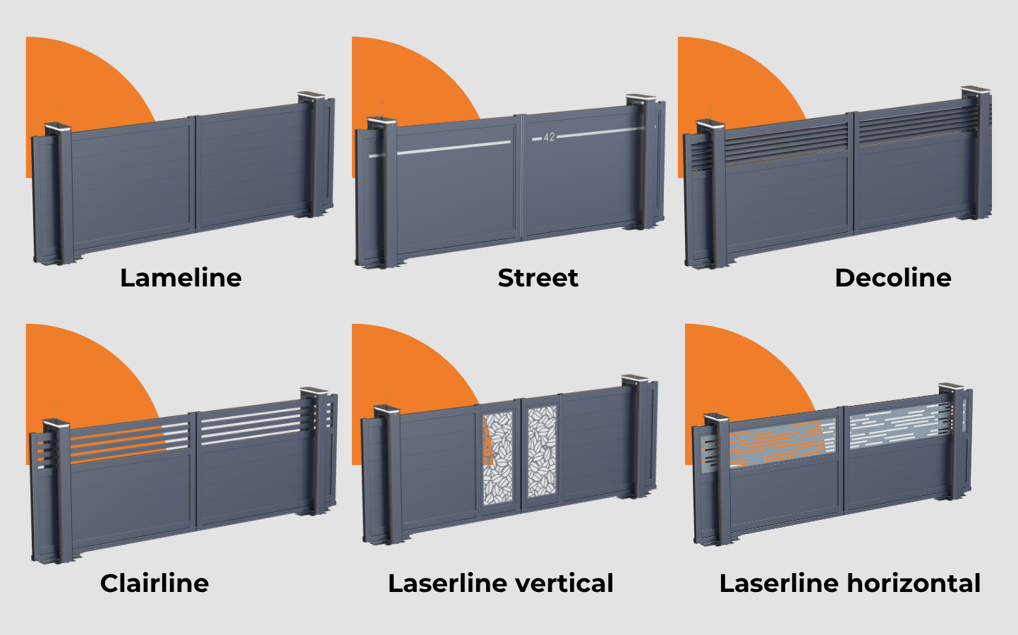 visuels des diff&eacute;rents designs des portails en aluminium Portaleco