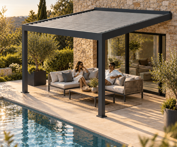 Pergola adoss&eacute;e parall&egrave;le